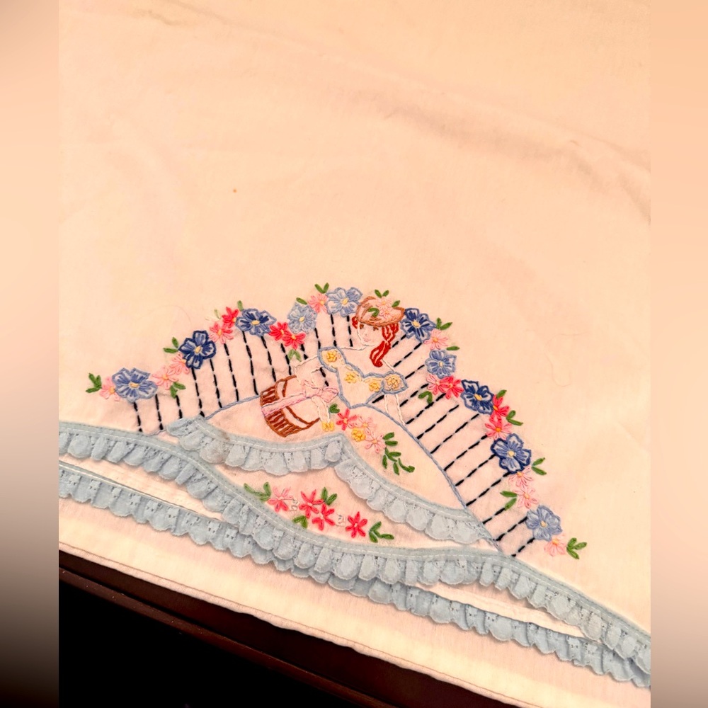 Vintage Embroidered body pillow, pillowcase